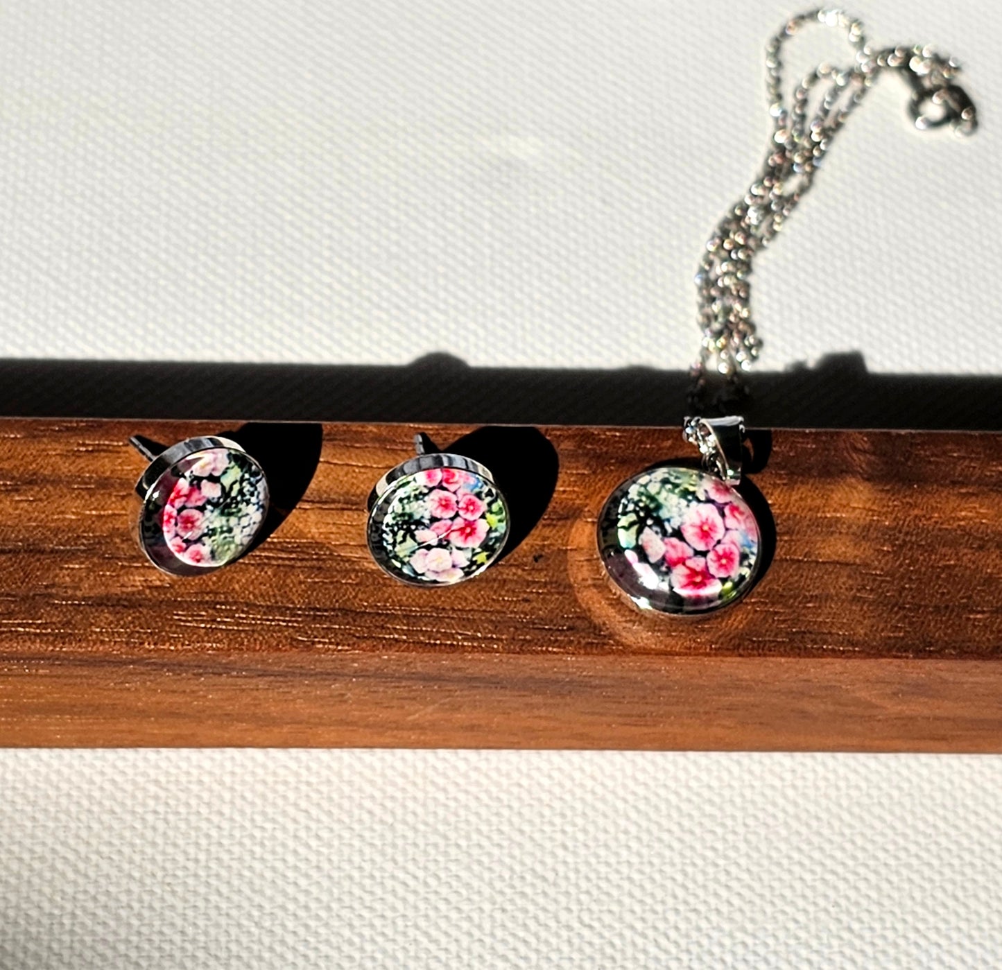 Aquarell-Anhänger "Malvenblüte" silber - Watercolor Art pendant "Mallow Blossom" silber