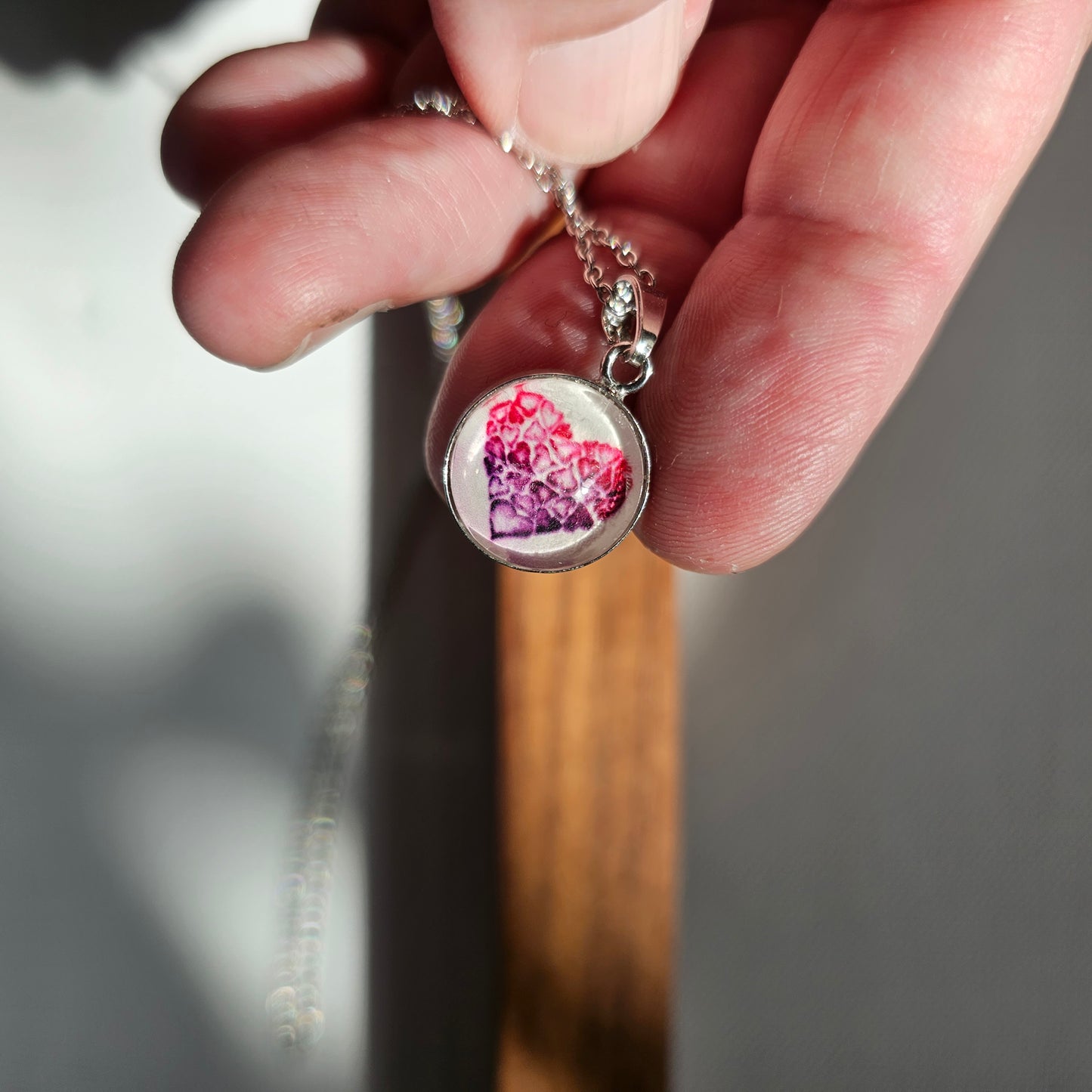 Silber Anhänger "Herz voller Herzen" - watercolor art pendant "Heartful Heart"