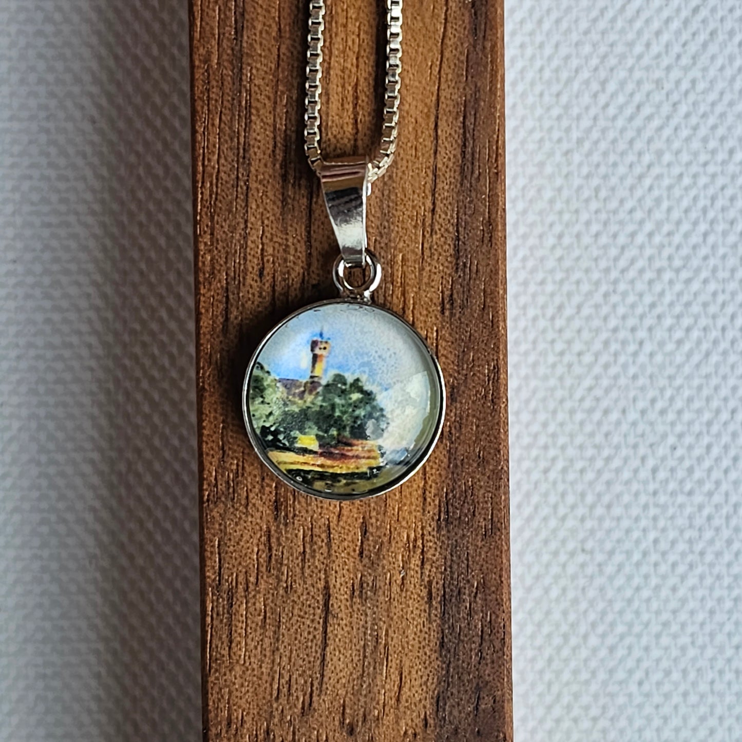 Aquarell Anhänger Silber "Lieblingsplatz" - watercolor art pendant "Favorite Place" silver