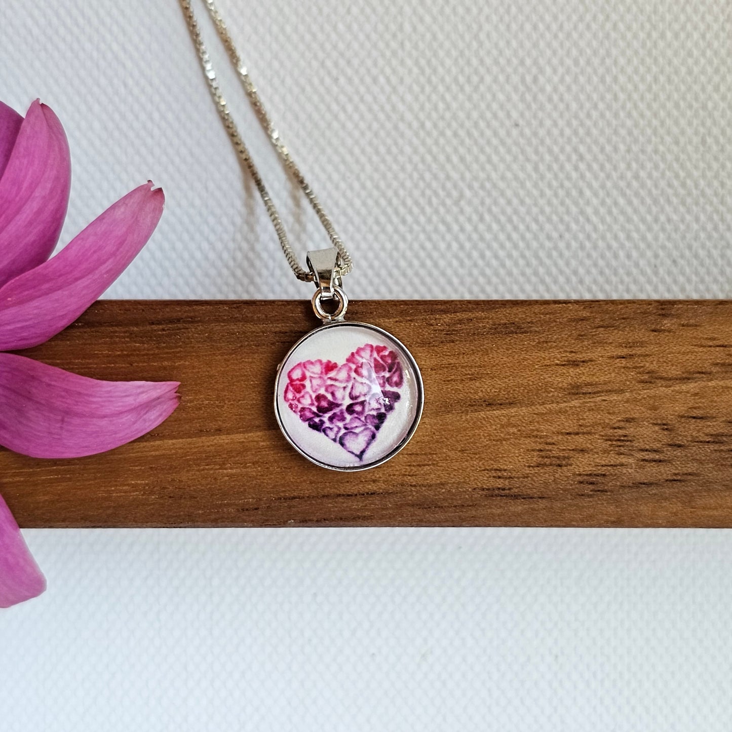 Silber Anhänger "Herz voller Herzen" - watercolor art pendant "Heartful Heart"