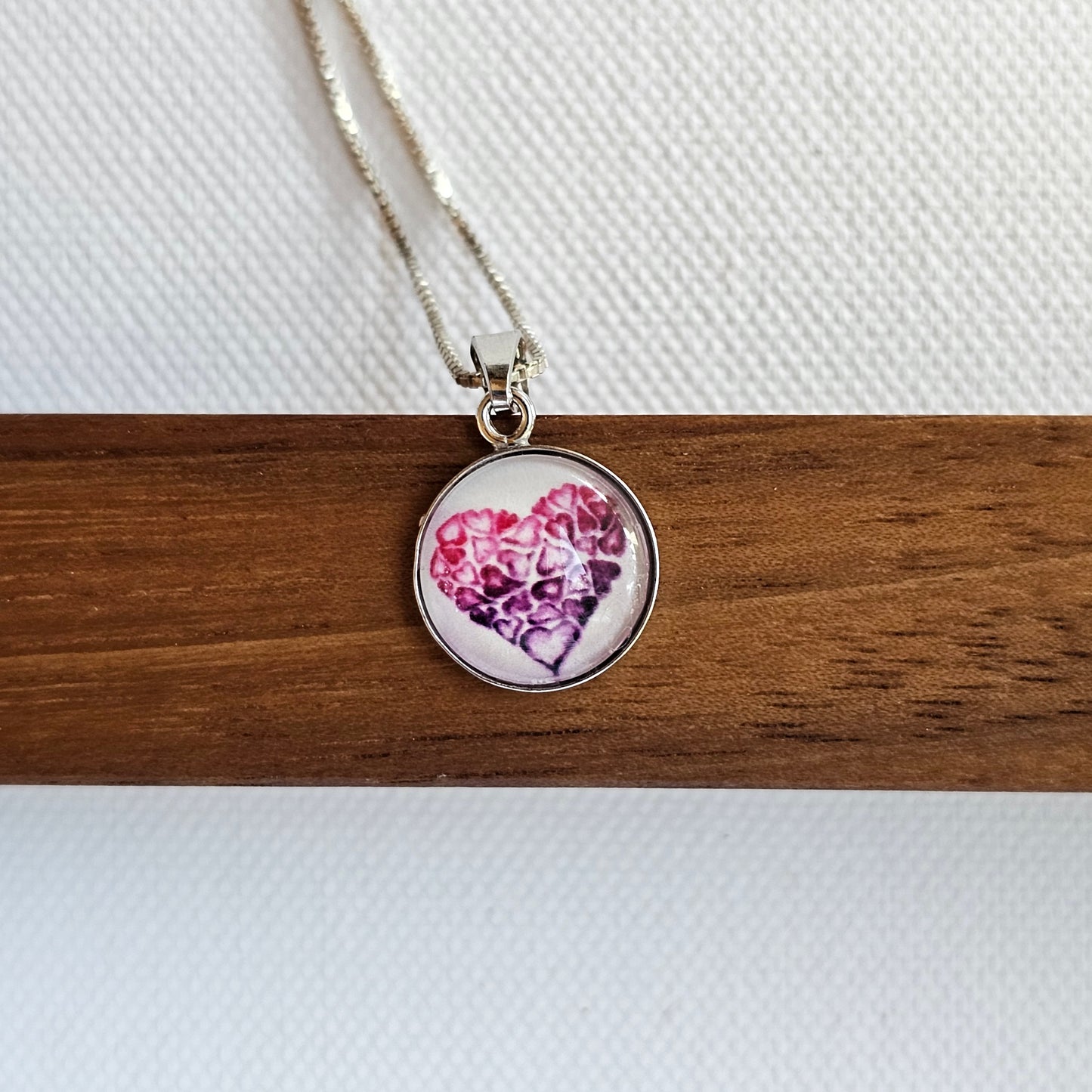 Silber Anhänger "Herz voller Herzen" - watercolor art pendant "Heartful Heart"