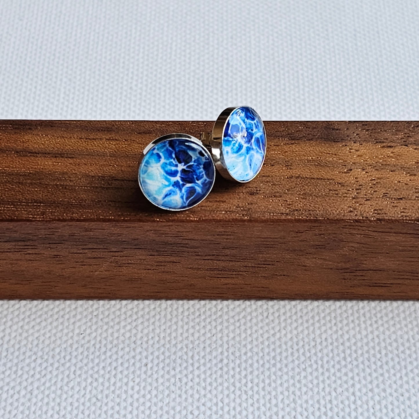 Aquarell Ohrstecker "Funkelnder Ozean" silber - Art earrings "Sparkling Ocean" silber (Copy)