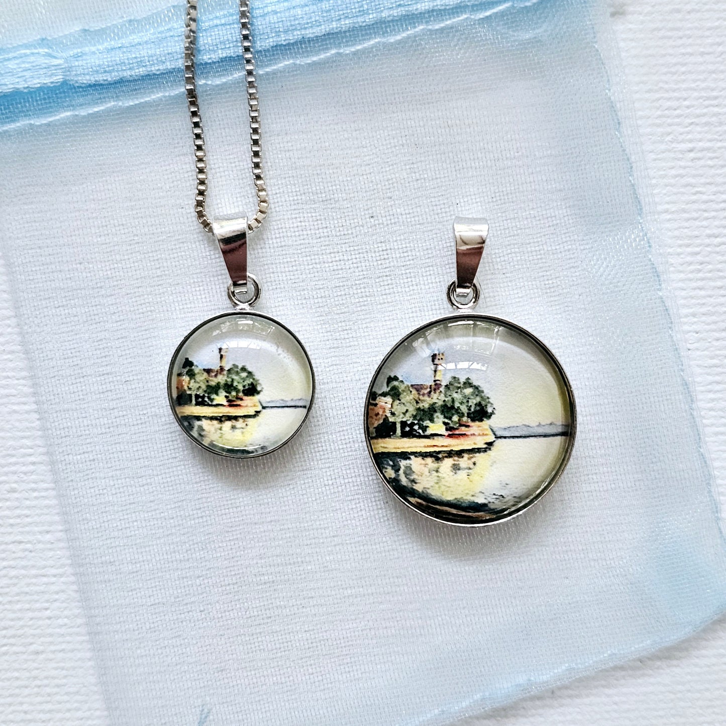 Aquarell Anhänger Silber "Lieblingsplatz" - watercolor art pendant "Favorite Place" silver