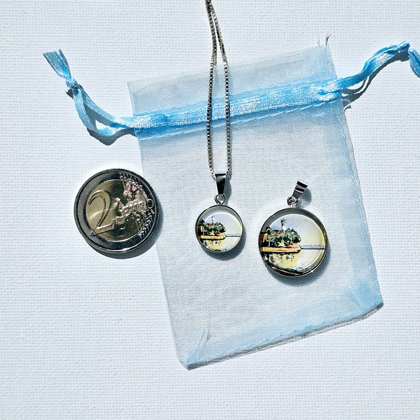Aquarell Anhänger Silber "Lieblingsplatz" - watercolor art pendant "Favorite Place" silver