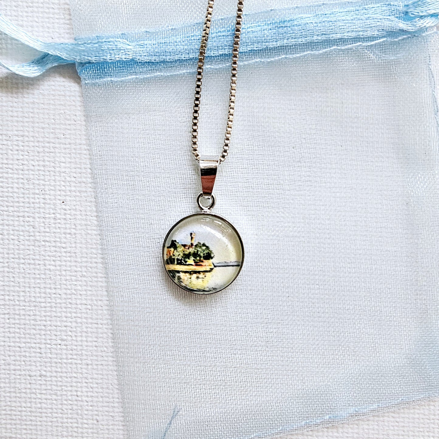 Aquarell Anhänger Silber "Lieblingsplatz" - watercolor art pendant "Favorite Place" silver