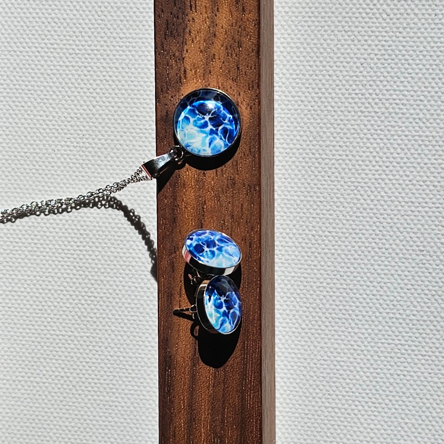 Aquarell Ohrstecker "Funkelnder Ozean" silber - Art earrings "Sparkling Ocean" silber (Copy)