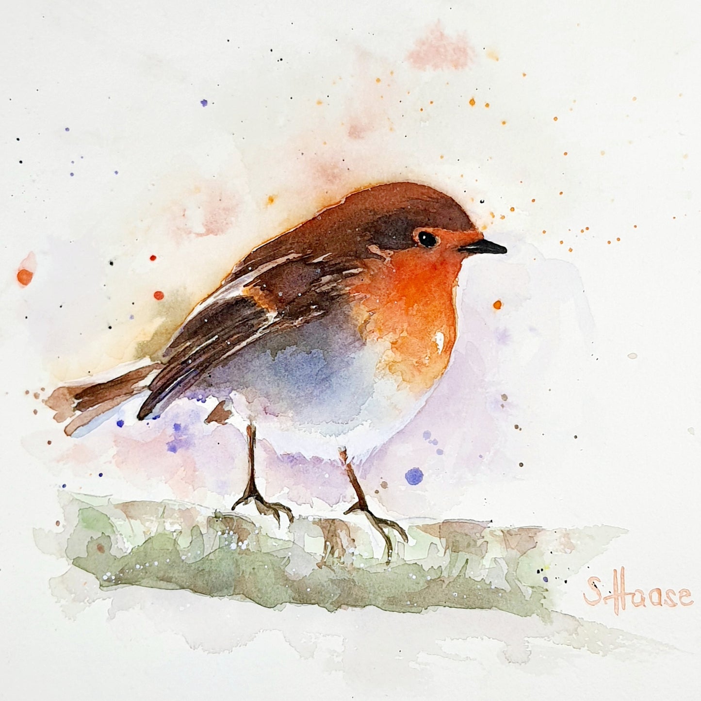 Aquarell-Anhänger Rotkehlchen "Little Friend", watercolor art pendant of a red robin