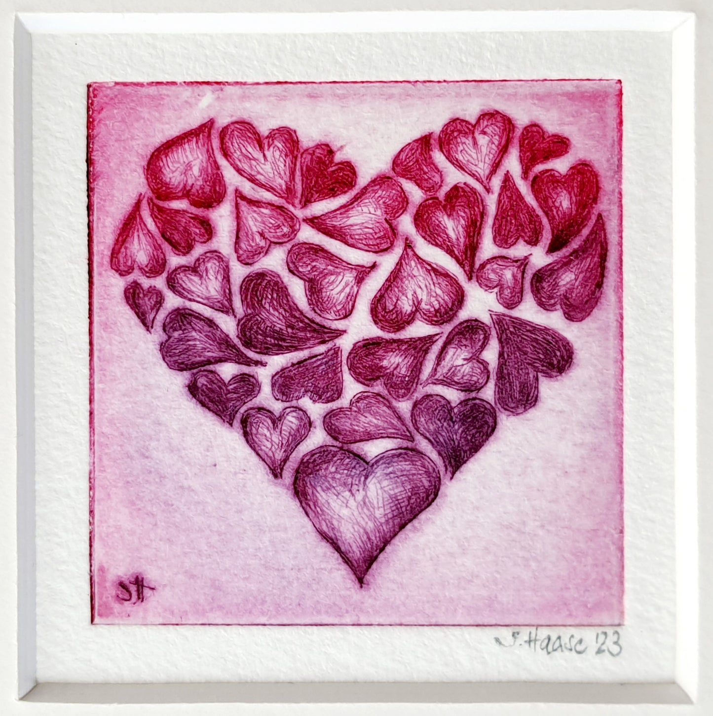 Silber Anhänger "Herz voller Herzen" - watercolor art pendant "Heartful Heart"