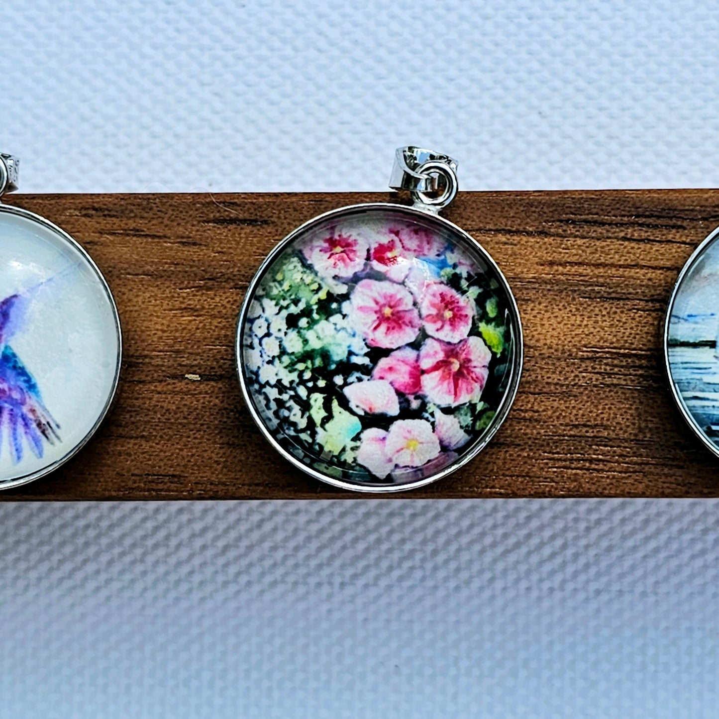 Aquarell-Anhänger "Malvenblüte" silber - Watercolor Art pendant "Mallow Blossom" silber