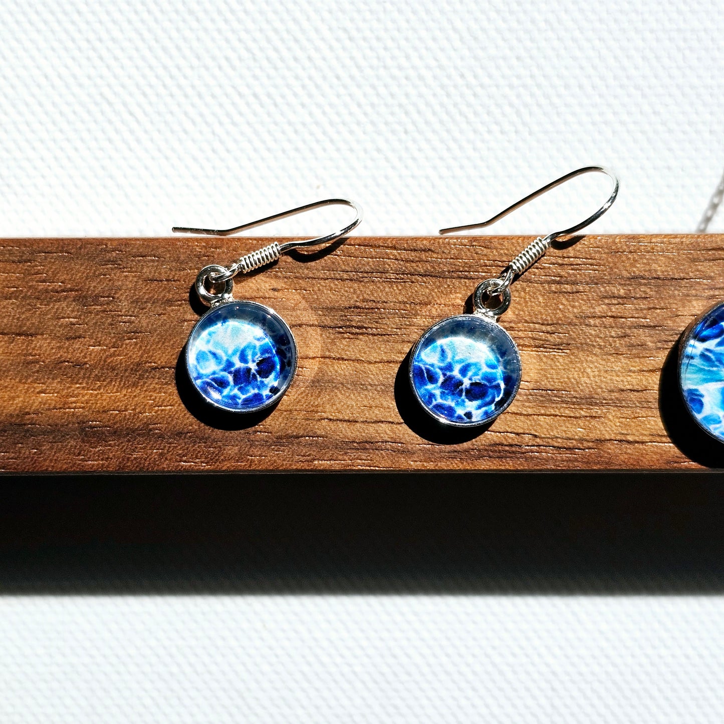 Aquarell Ohringe "Funkelnder Ozean" silber - Art earrings "Sparkling Ocean" silber