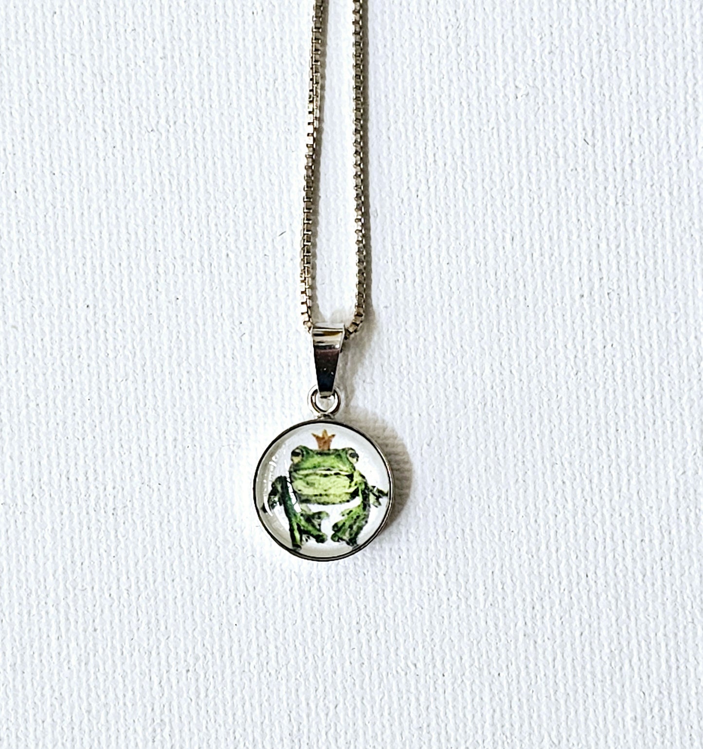 Froschkönig-Anhänger "Küss mich schnell" silber - art pendant "Kiss me quick" silver