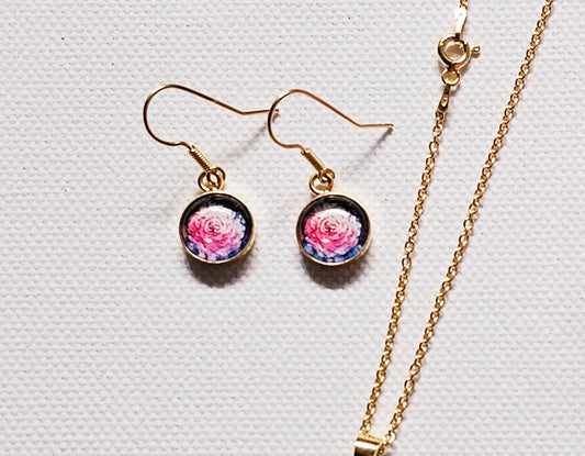Aquarell-Ohrringe - watercolor art earrings "Kiss from a Rose"