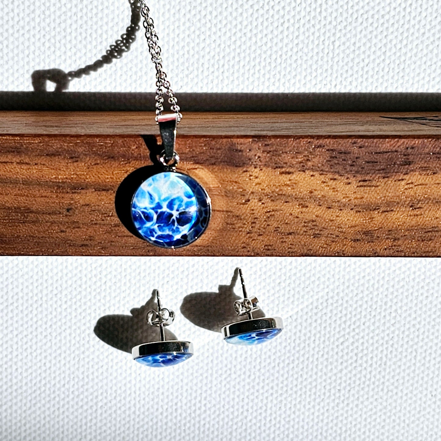 Aquarell Ohrstecker "Funkelnder Ozean" silber - Art earrings "Sparkling Ocean" silber (Copy)