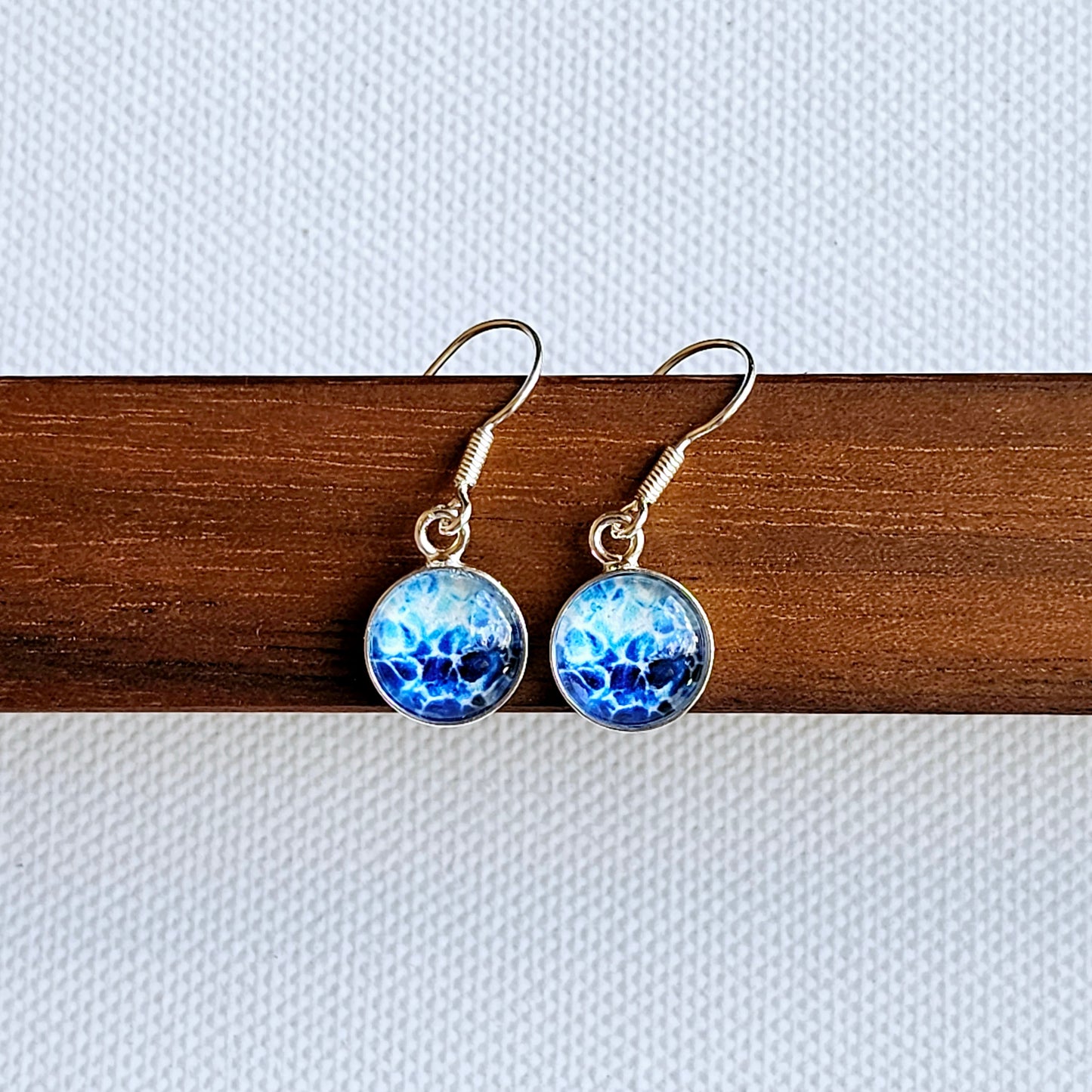Aquarell Ohringe "Funkelnder Ozean" silber - Art earrings "Sparkling Ocean" silber