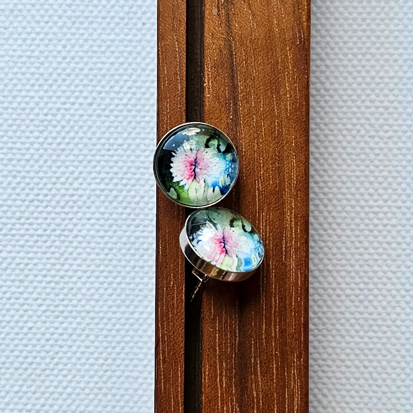 Aquarell Ohringe "Seerose" silber - Watercolor Art earrings "Waterlily" silber