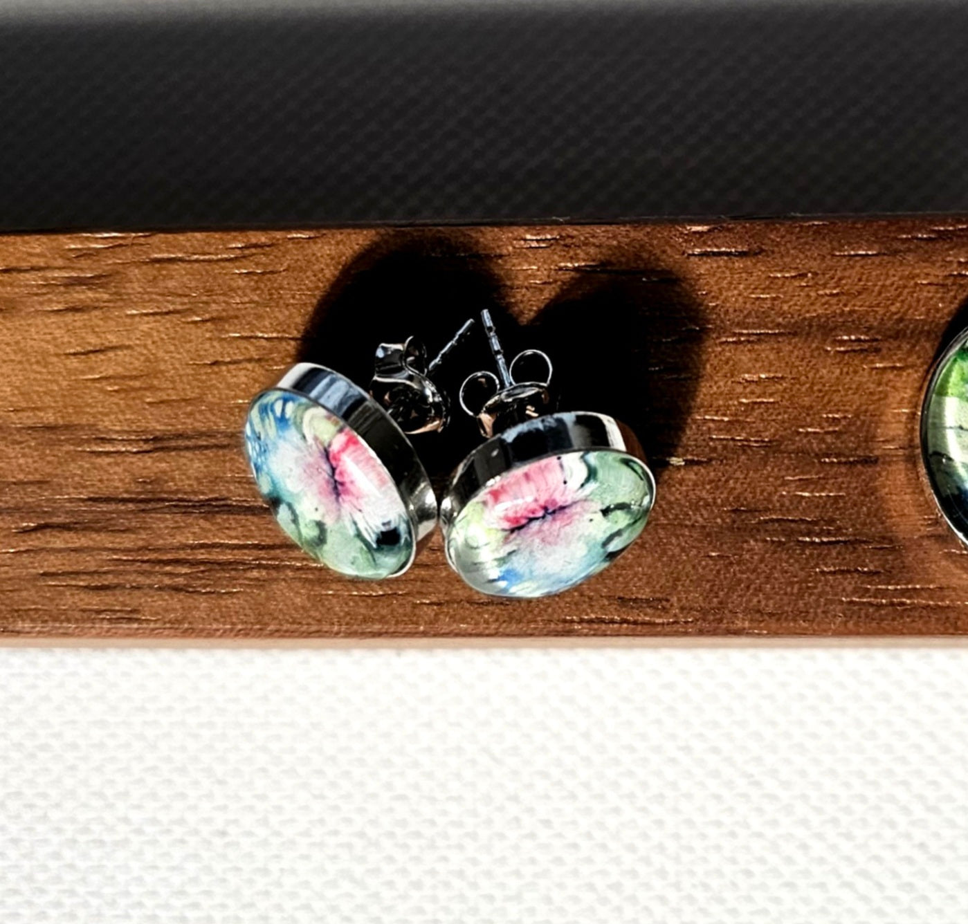 Aquarell Ohringe "Seerose" silber - Watercolor Art earrings "Waterlily" silber